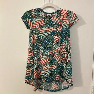 Lularoe Statue of Liberty America 4th of July Hi Lo Top Size 6